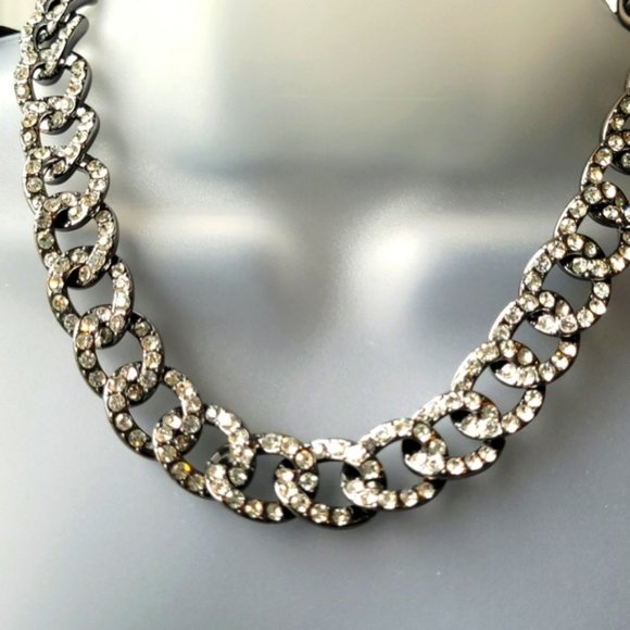 JCREW Pave on Black Metal Necklace NWT & Matching Bracelet NWOT - Picture 8 of 10